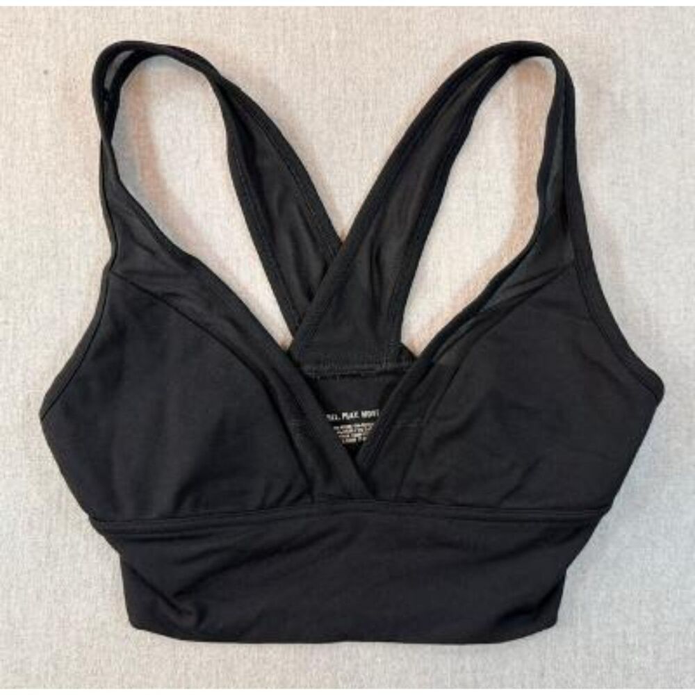 Aerie Womens Black XS Support Sports Bra with netting detail
